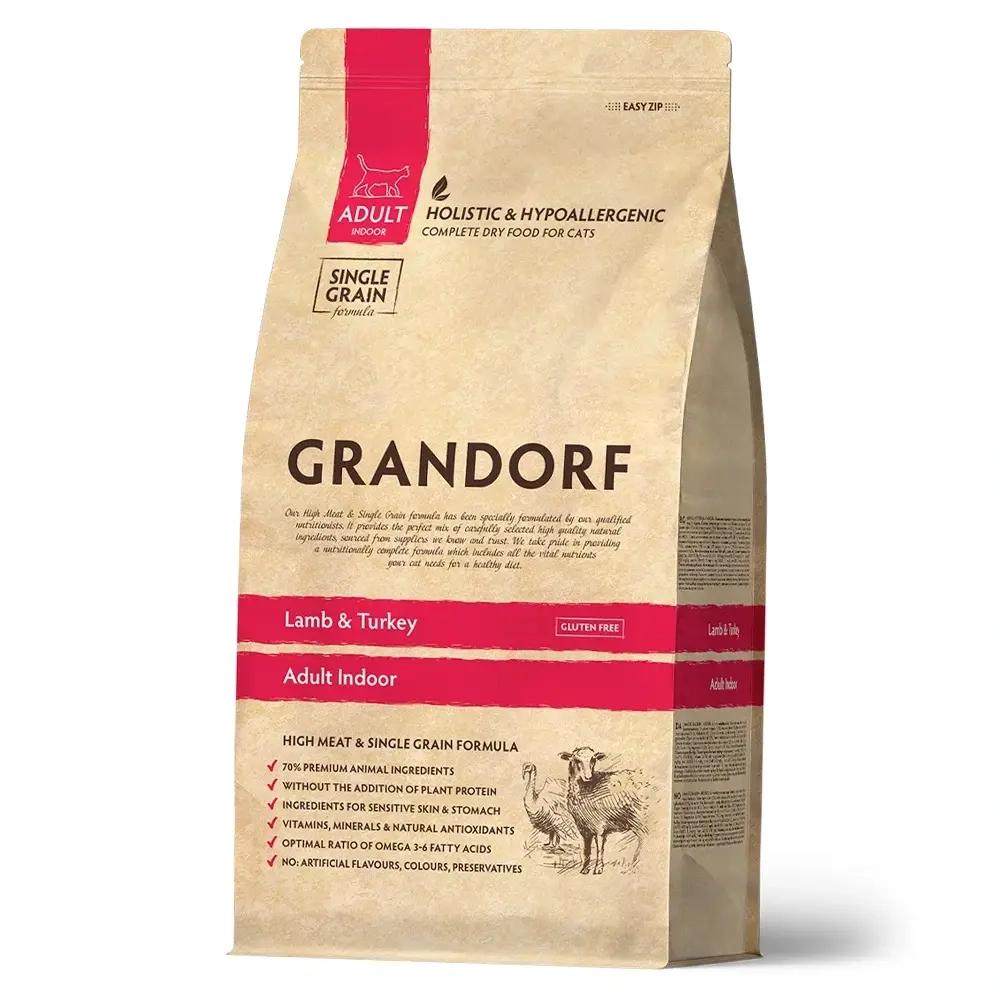 Сухой корм Grandorf Lamb & Turkey Adult Indoor для взрослых кошек