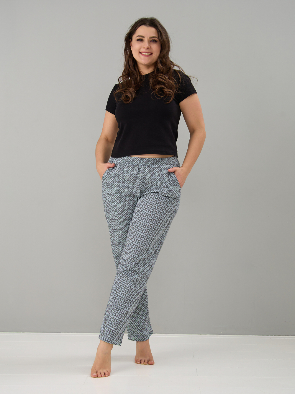 Брюки Б-18/ромбики-серочерные