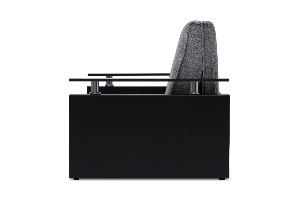 Диван-кровать Сантана, рогожка/экокожа, серый/чёрный, аккордеон