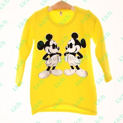 Лонгслив однотонный с принтом Микки Мауса и стразами