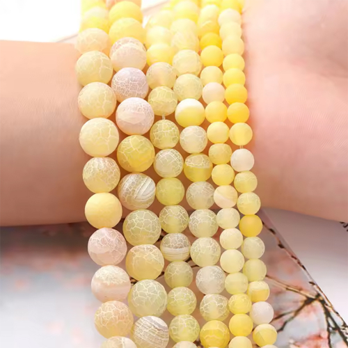 Африканский Агат бусины 4/6/8/10 мм, на нитке 38 см, цвет: Желтый