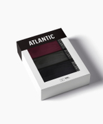 Мужские трусы шорты Atlantic, набор из 3 шт., хлопок, тёмно-фиолетовые + чёрные + тёмные хаки, 3MH-011