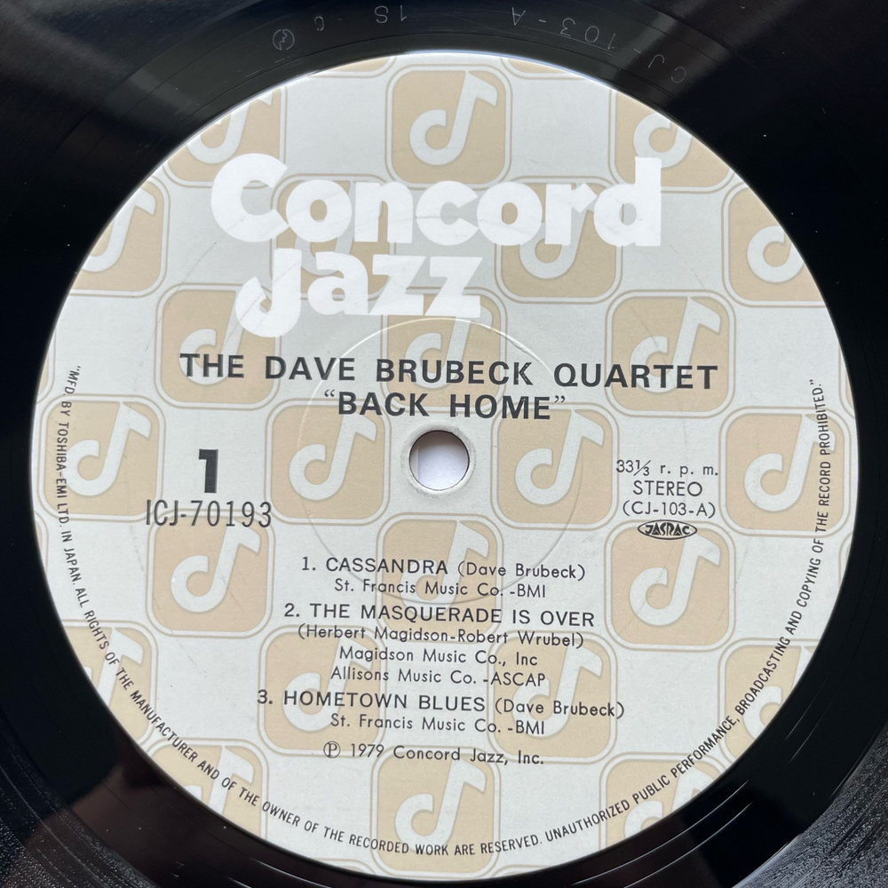 Винтажная виниловая пластинка LP The Dave Brubeck Quartet Back Home (Япония 1979) (Оби)