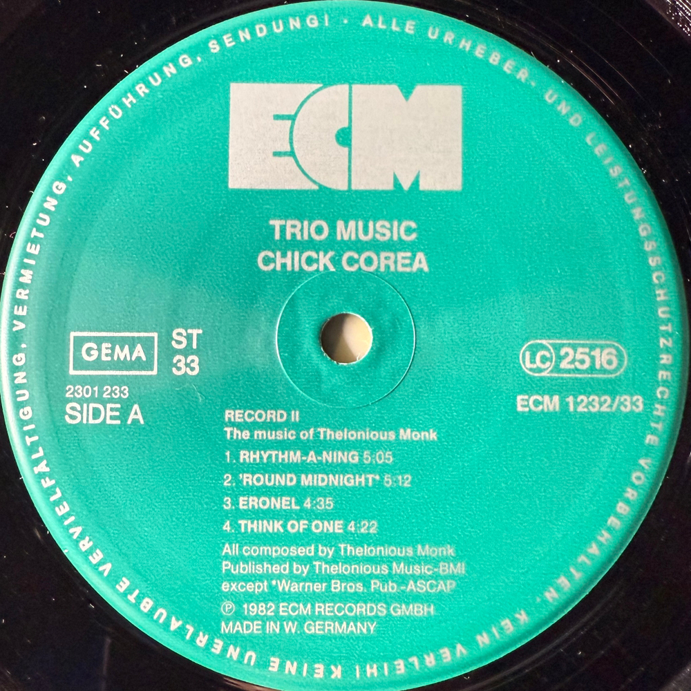 Chick Corea, Miroslav Vitous, Roy Haynes ‎– Trio Music 2LP (Германия 1982г.) ECM