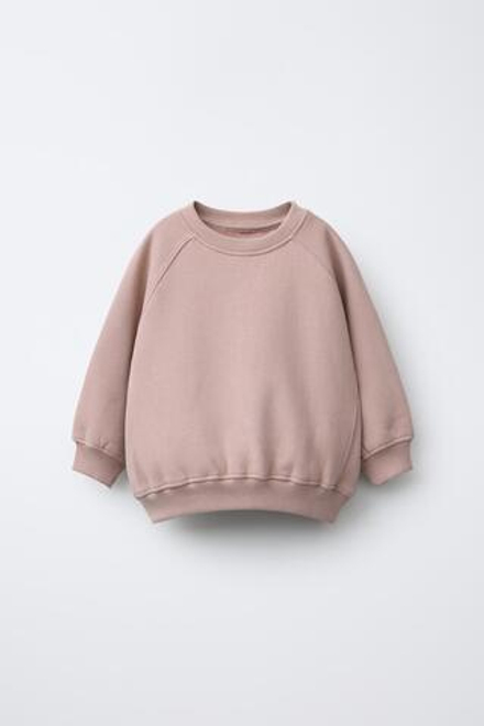 ZARA ТОЛСТОВКА С РЕЛЬЕФНЫМ ЛОГОТИПОМ, БЛЕДНО-РОЗОВЫЙ