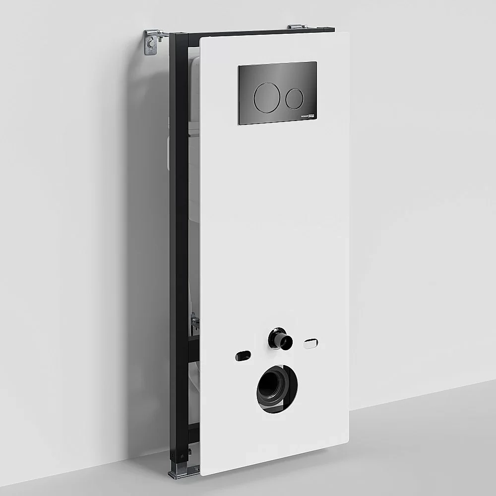 Инсталляция для унитаза WasserKraft Abens 20TLT.010.ME.WH.PB02 белая панель/кнопка черная глянцевая