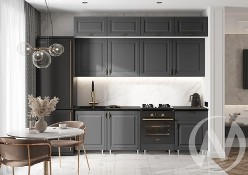 Кухня Престиж 2;4м (белый/графит софт/кастилло темный)