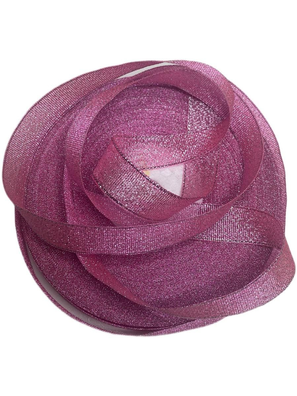 Лента люрекс 12мм - 33м -1 боб. (розовый с серебром)