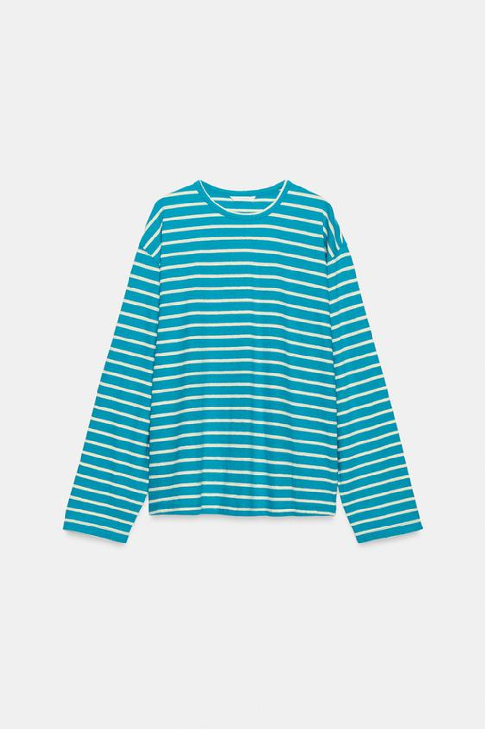 ZARA ФУТБОЛКА ИЗ ХЛОПКА И ЛЬНА В ПОЛОСКУ, СИНИЙ/БЕЛЫЙ