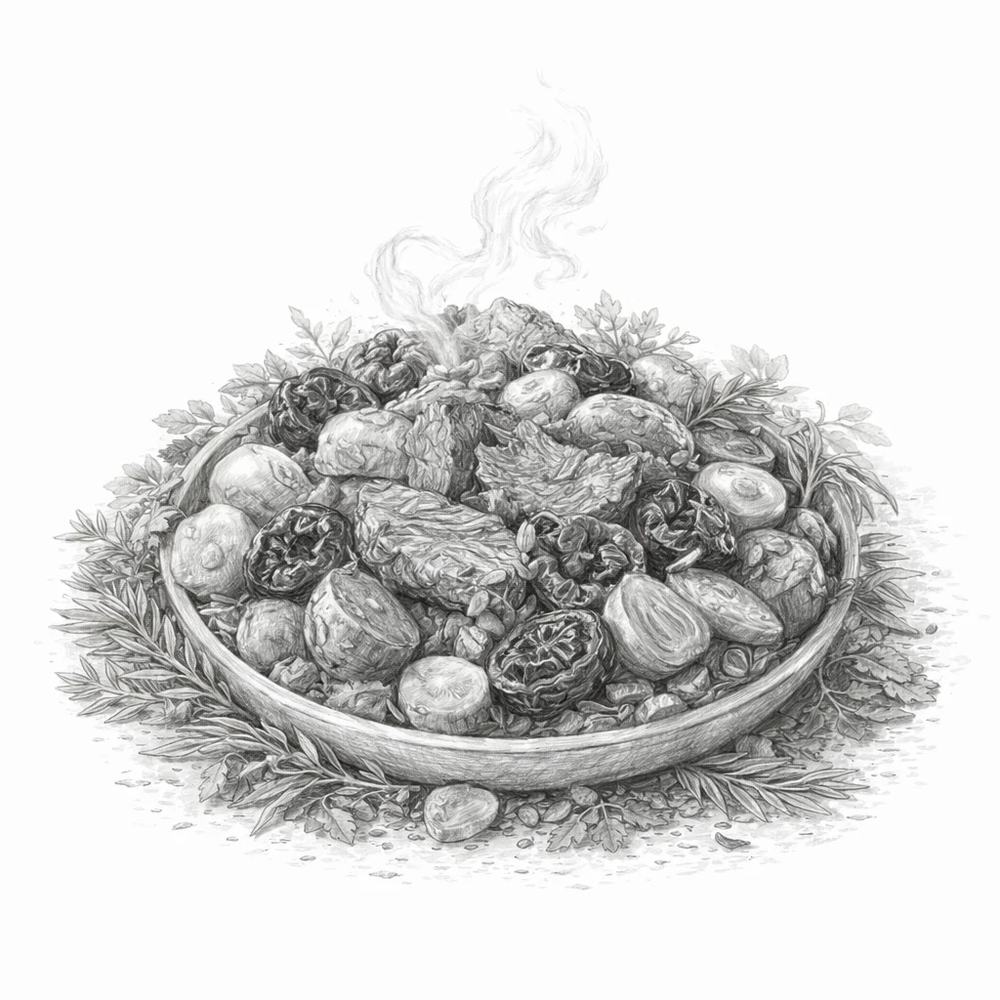 Лось тушеный с черносливом