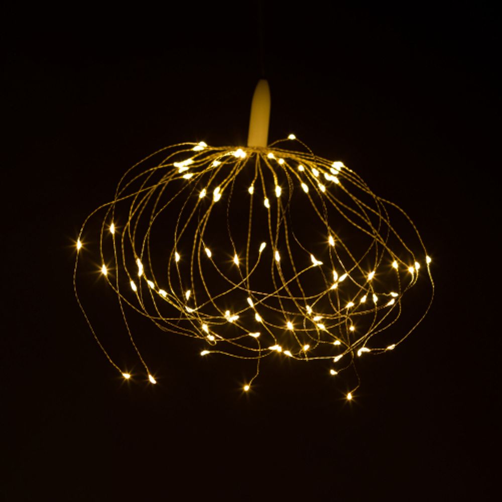 Светодиодная новогодняя гирлянда ЭРА ENIS-90W подвесной светильник Салют теплый белый 90 led 2*AA