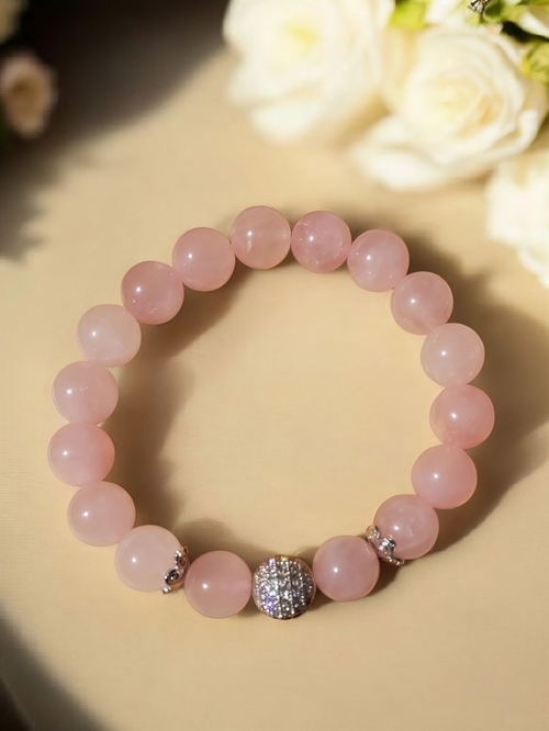 Браслет женский с розовым кварцем на любовь