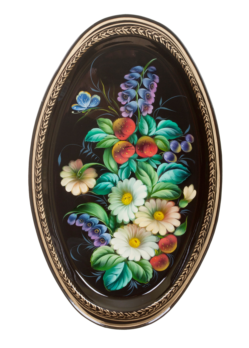 Жостовский поднос декоративный, размер 41х25 см (A17), металлический