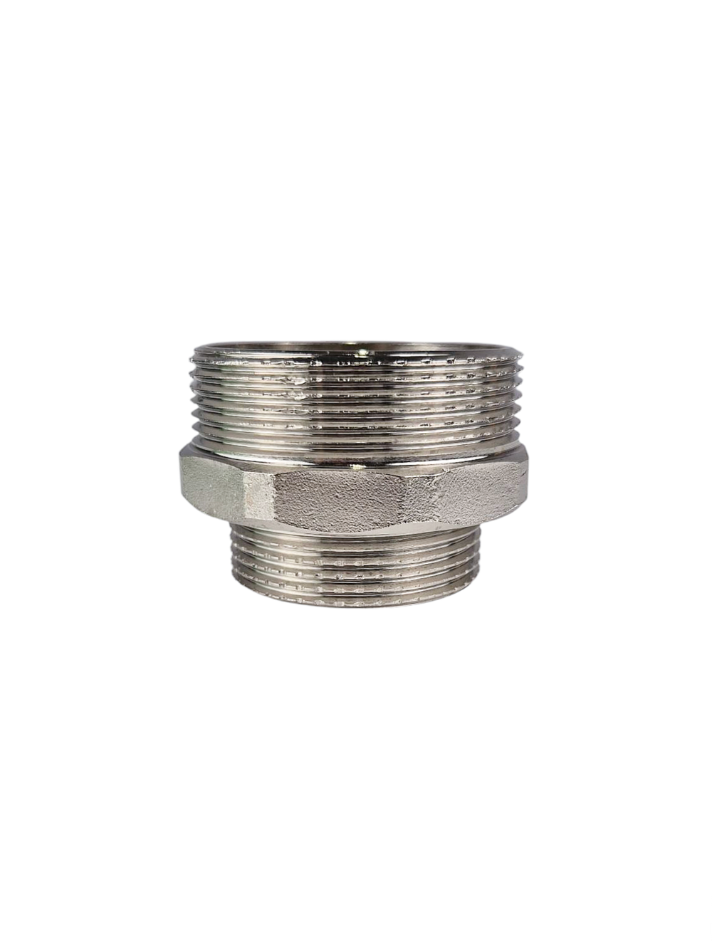 Ниппель переходной, латунь, наружная резьба 2"х1 1/2", никель, RTP