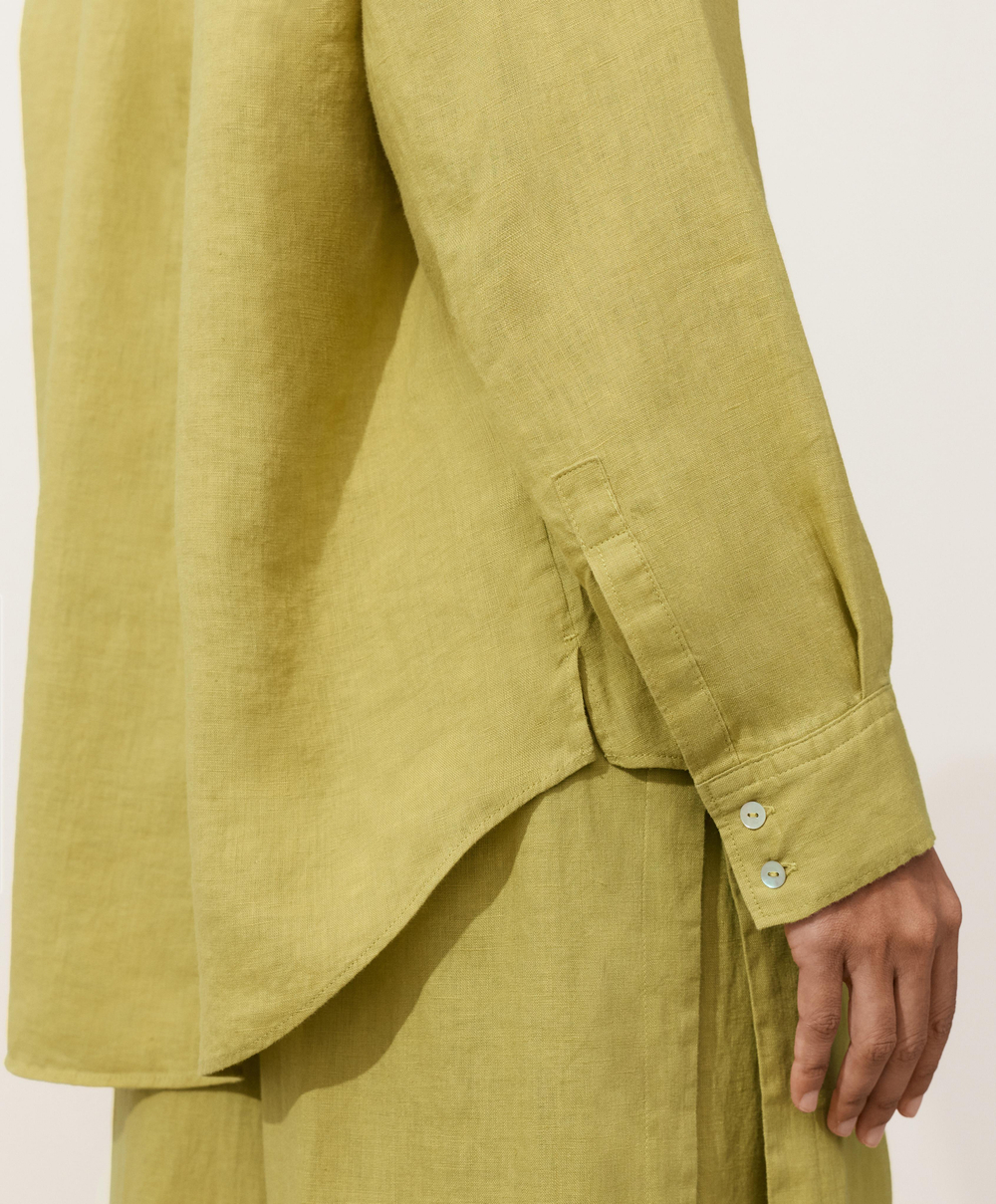 Oysho Рубашка свободного кроя из 100%-го льна, лаймовый
