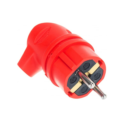 Вилка каучуковая с З/К IP44 угловая с кольцом красная ЭРА