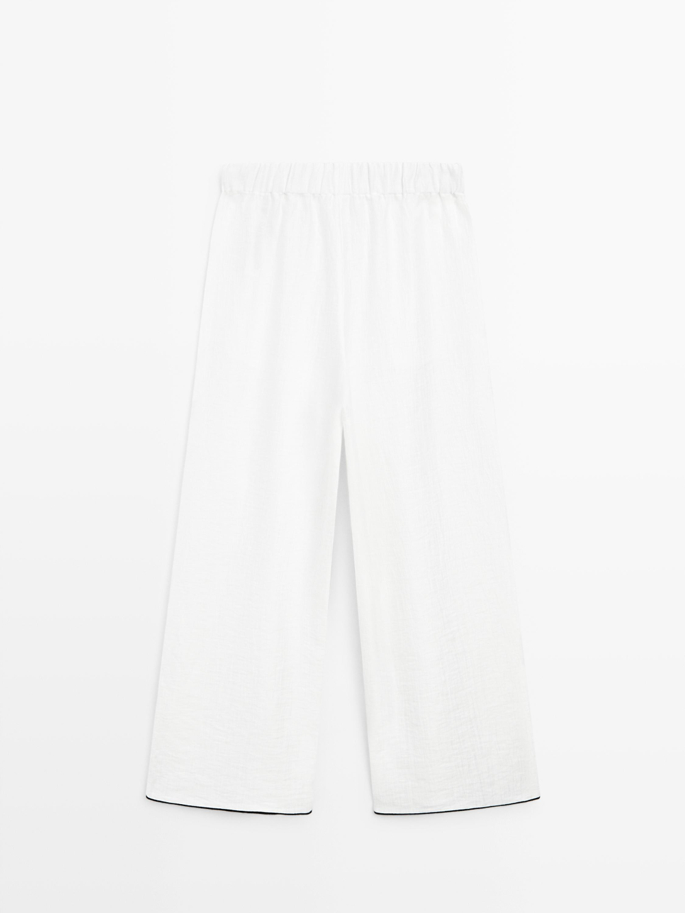 Massimo Dutti Свободные брюки с декоративной отделкой кантом, белый