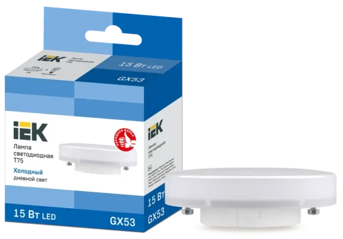 Лампа светодиодная T75 таблетка 15Вт 230В 6500К GX53 IEK