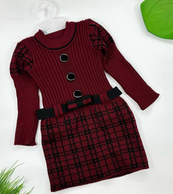 Платье на девочку теплое вязаное на рост 86-92 см на возраст 1-2 года