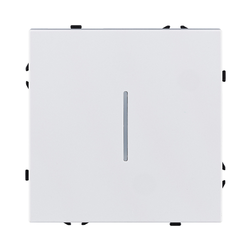 Выключатель кнопочный 1-клавишный 10А/250В с LED подсветкой, белый глянцевый Kollinger Eclipse EC-012WG