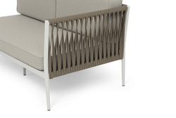 "Касабланка" левый модуль плетеный из роупа, каркас алюминий светло-серый (RAL7035) муар, роуп серо-коричневый 23мм, ткань бежевая 15052