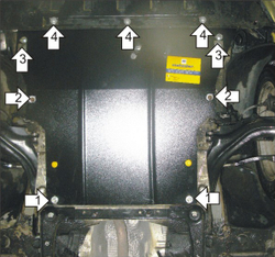 Защита картера Двигателя, КПП. 2 мм, Сталь. для Renault Megane II 2002-2009, Renault Grand Scénic II 2006-2009, Renault Scénic II 2003-2006, Renault Grand Scénic II 2004-2006, Renault Scénic II 2006-2009 MOTODOR.01719