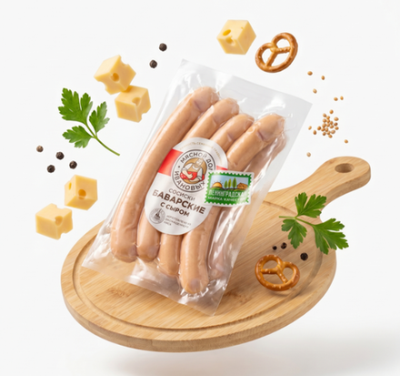 Сосиски Баварские с сыром н/о (*400гр), Мясной дом Ивановых