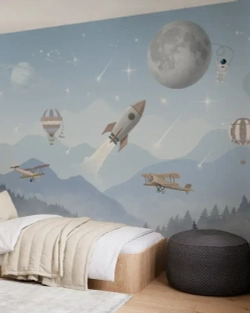 Фотообои детские флизелиновые на стену 3D "Время полета" 400х270 (ШхВ), 3д обои в детскую