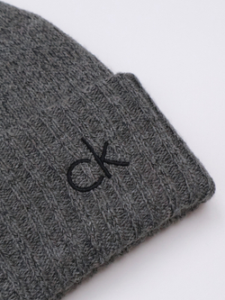 Шапка Calvin Klein Embroidered Monogram Logo Black Medium Grey Heather