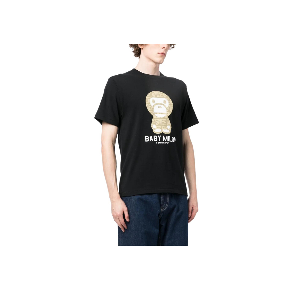 A Bathing Ape Logo Monogram Baby Milo Tee черный желтый