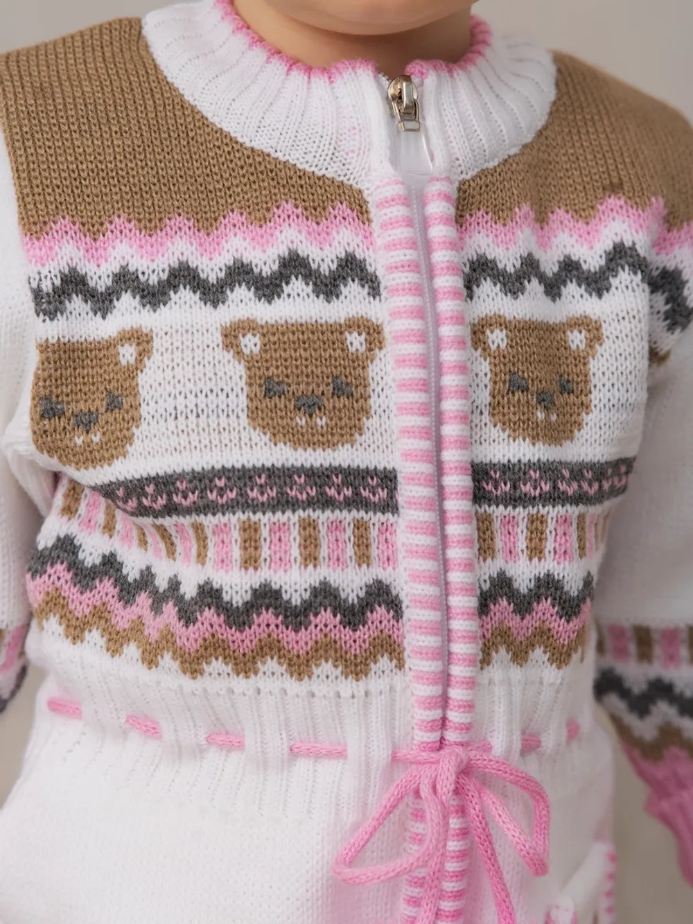 Вязаный комбинезон для новорожденных и малышей на молнии