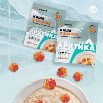 Каша Арктика, с морошкой, цетрарией и льном