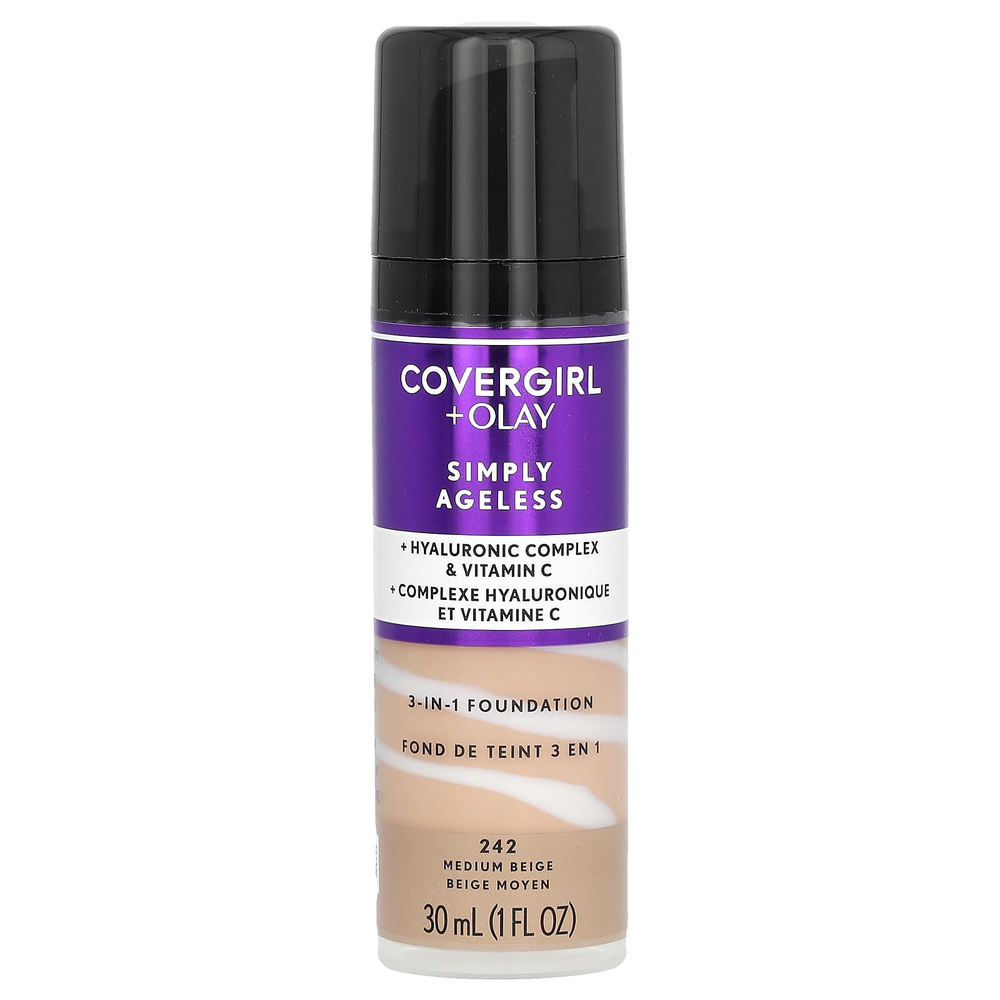 Covergirl, Olay Simply Ageless, тональный крем 3 в 1, оттенок 242 бежевый, 30 мл (1 жидк. унция)