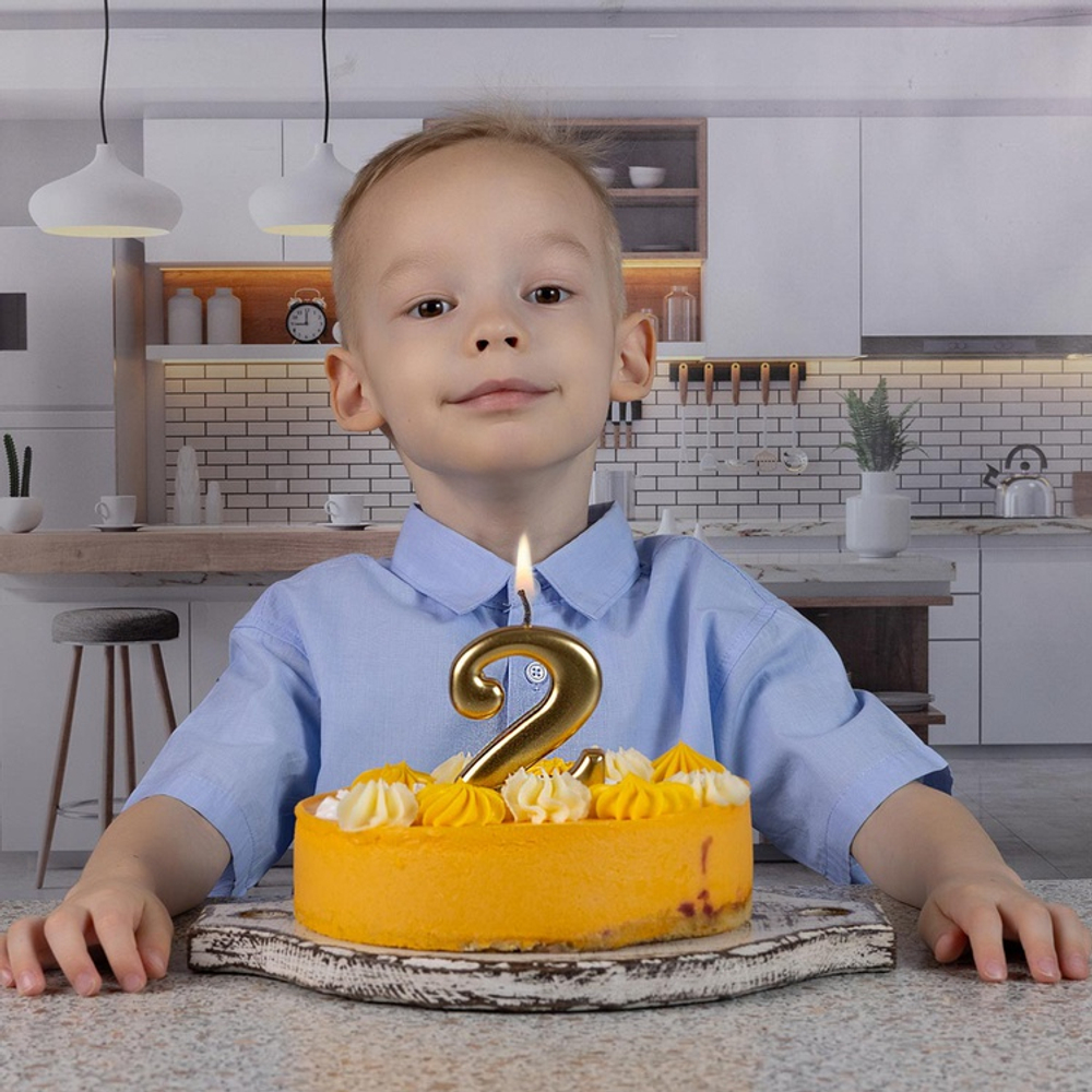 Свечи-цифры Золотые, 8 см