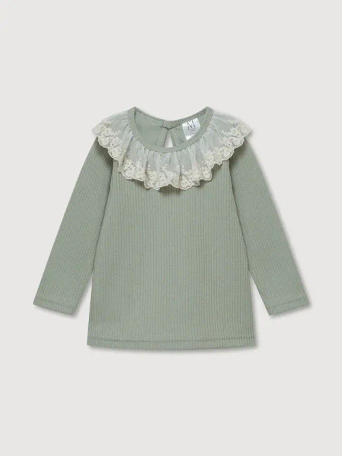 Лонгслив с воротником, Мятный