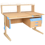 Растущая парта СУТ 25 с задними полками СУТ.15.240 и навесной тумбой (1200×880 мм)