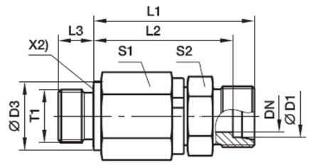 ADG 102-M Прямой поворотный фитинг с шарикоподшипником и наружной резьбой