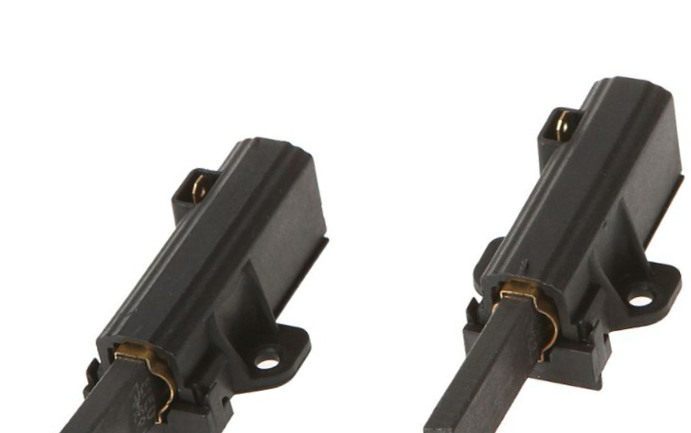 Две щетки двигателя стиральной машины 5x13x41,5 контакт вверх ZANUSSI в чёрном корпусе