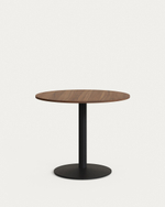 Esilda Круглый стол с меламиновой отделкой под орех и черной металлической  ножкой
