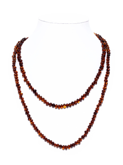 Длинные бусы из янтаря натуральные женские, длина 100 см.