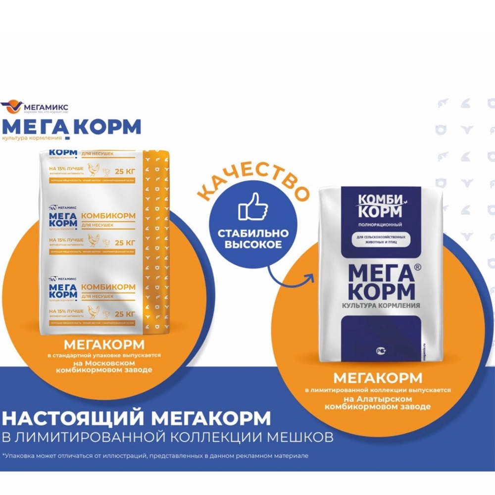 Мегакорм ДК-52 для перепелов, 25 кг