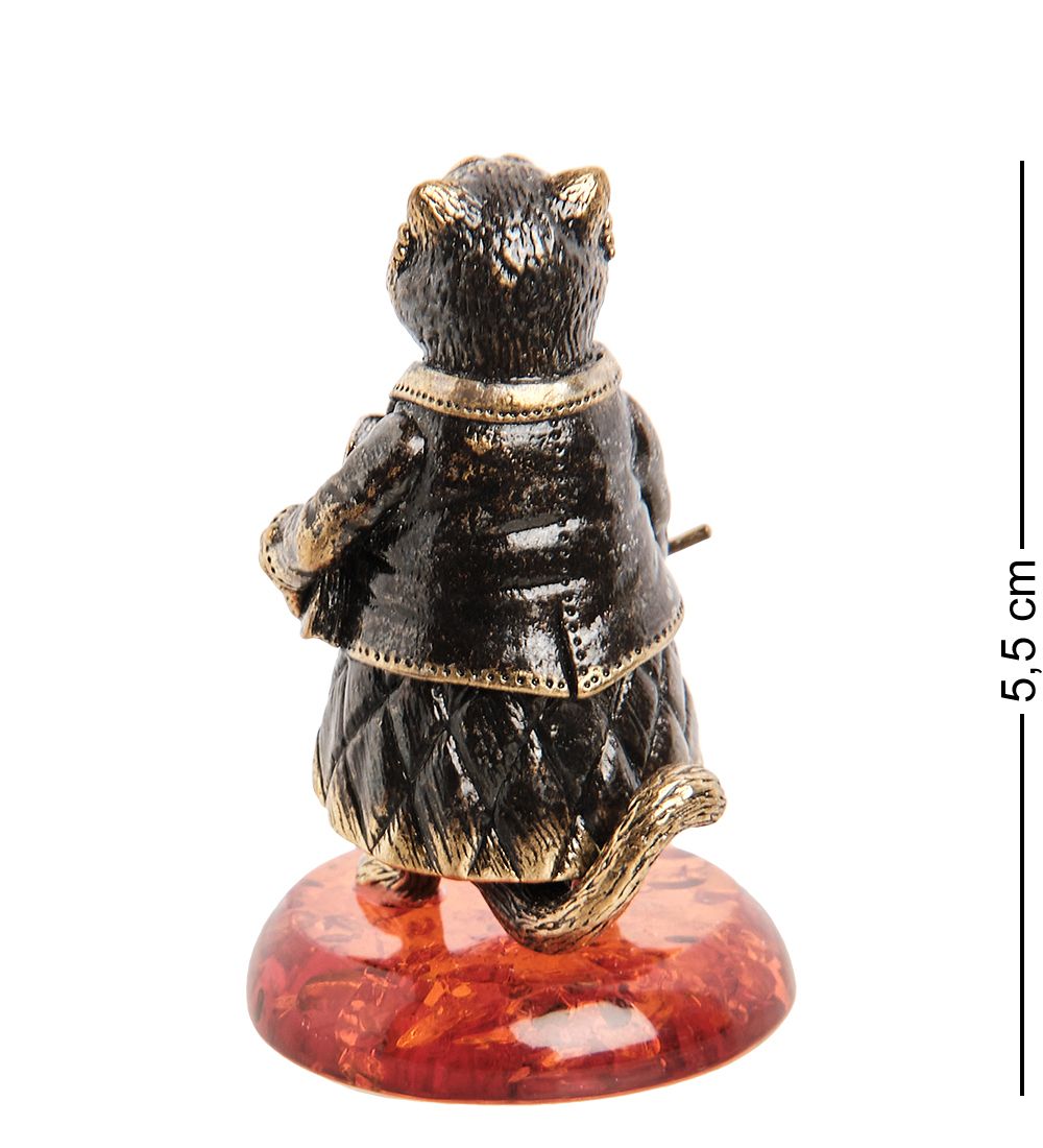 AM-1010 Фигурка «Колокольчик-Кошка завуч» (латунь, янтарь)