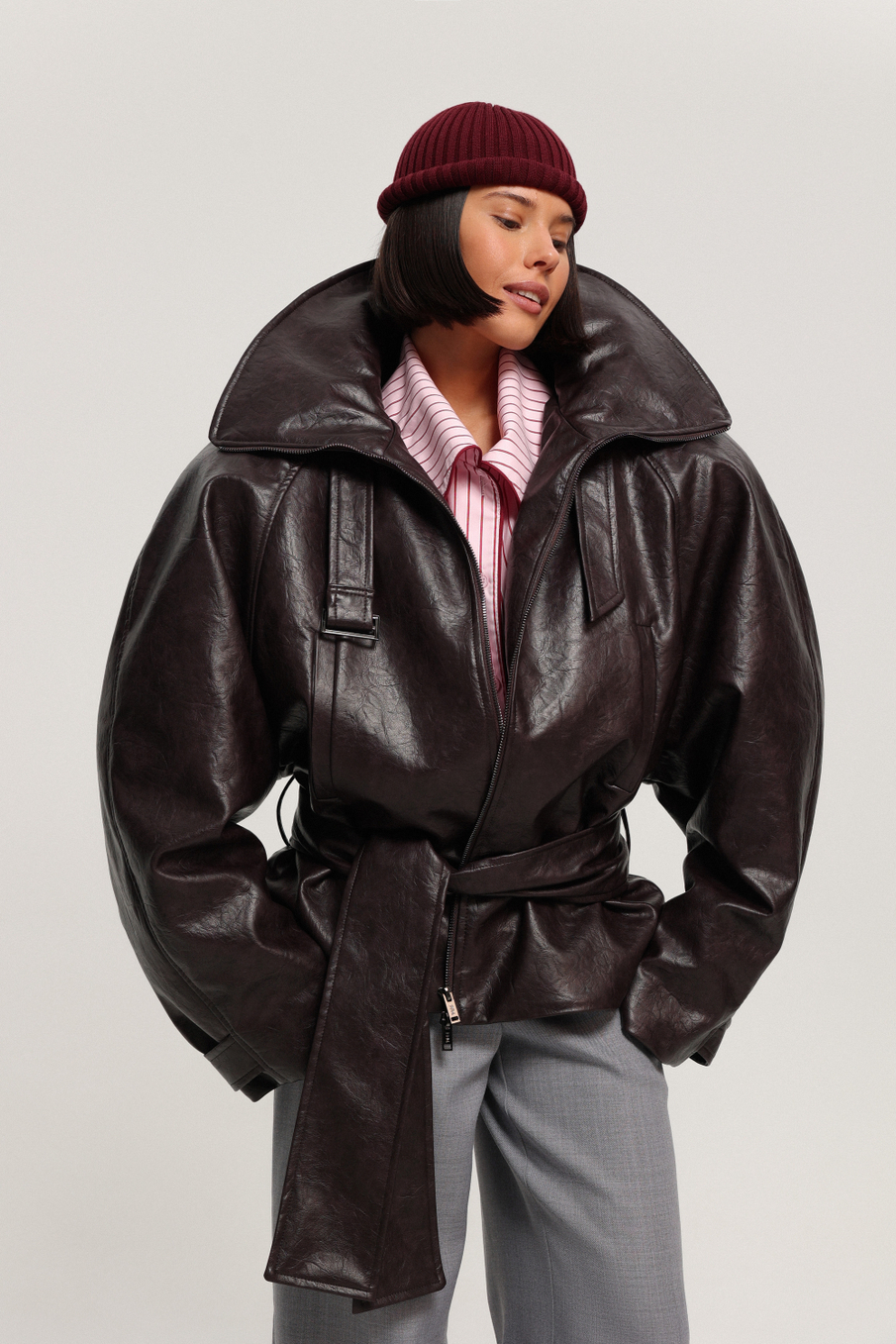 Куртка реглан из экокожи