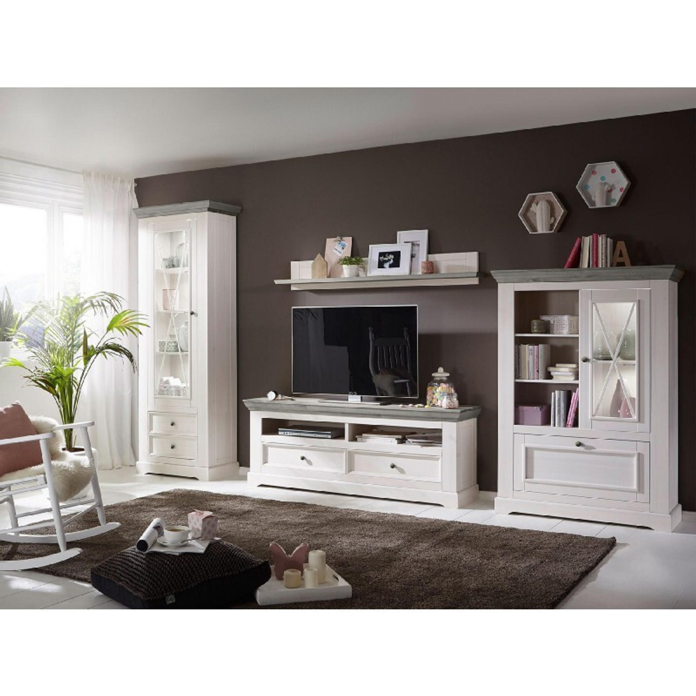 Шкаф для посуды «Форест» узкий 1 дверь 2 ящика белый воск/антрацит