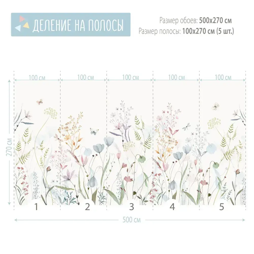 Фотообои для девочки в детскую Цветы 500х270 см флизелиновые на стену Мондеко