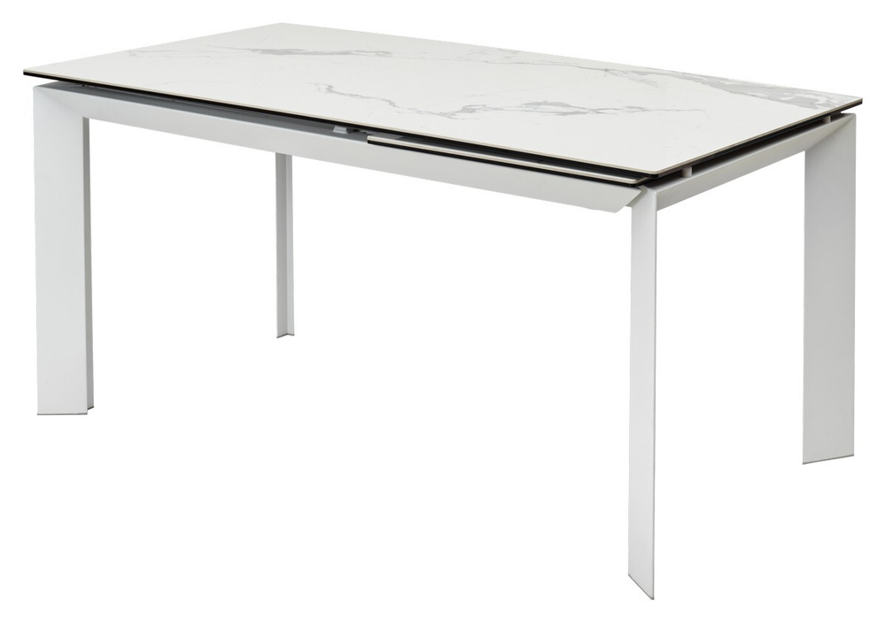 Стол CREMONA 140 MATTE STATUARIO Белый мрамор матовый, керамика/ белый каркас, ®DISAUR