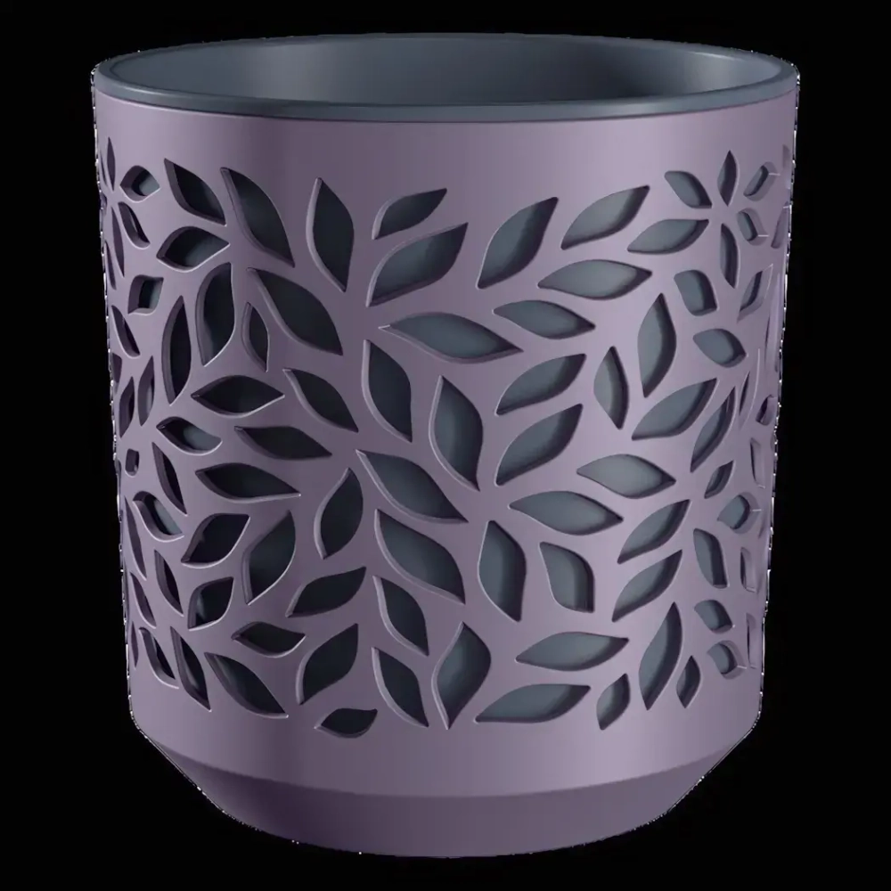 Кашпо для цветов пластиковое 1,25л d-16,2см «Leaves» Слива/Антрацит