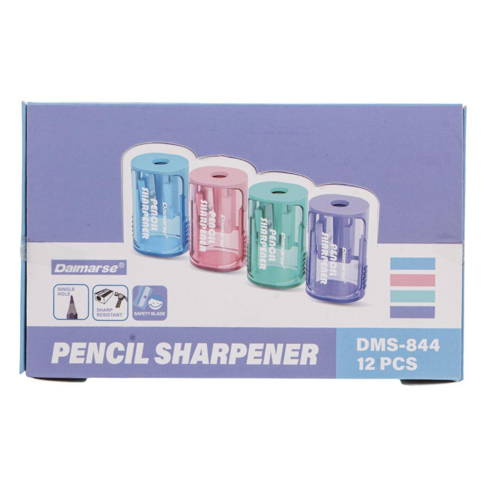 Точилка "Овал" с контейнером, 1 отверстие, 4 пастельных цвета микс