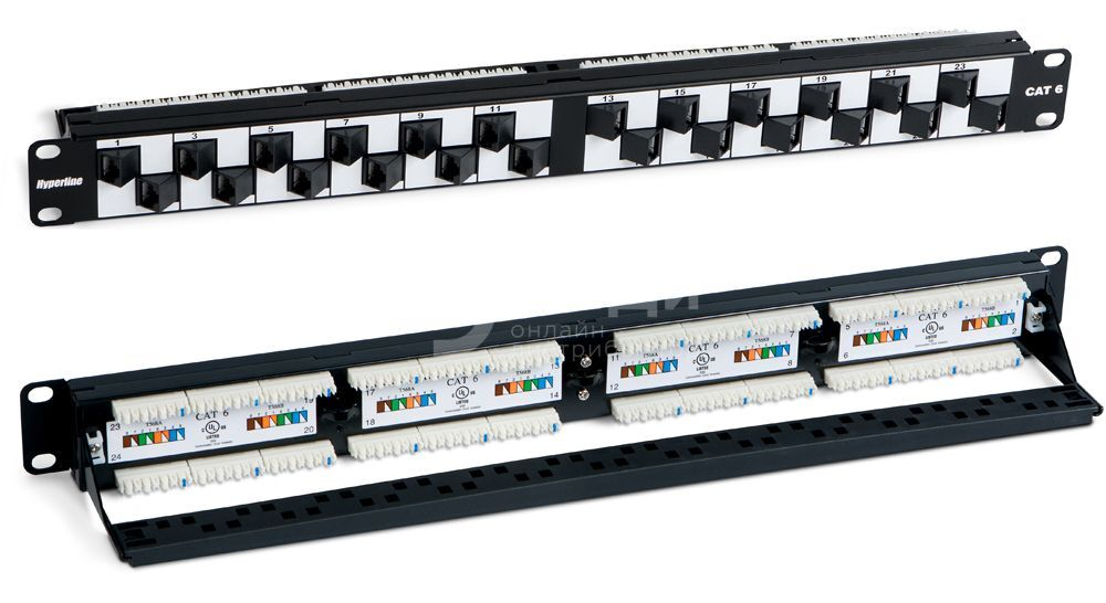 Коммутационная патч-панель Hyperline PP2A-19-24S-8P8C-C6-110