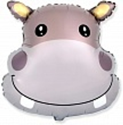 Шар (22""/56 см) Фигура, Голова, Милый Бегемот, 1 шт. В055